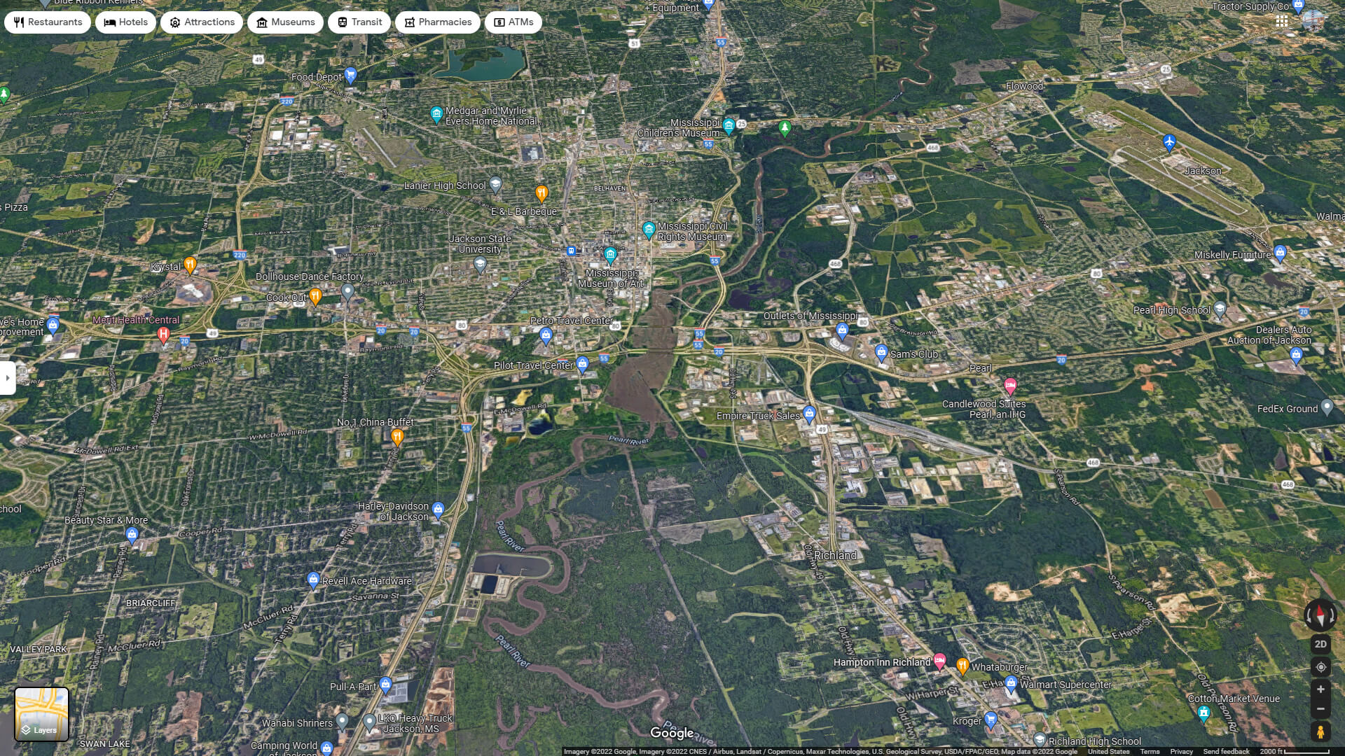 Jackson Aerial Map Mississippi